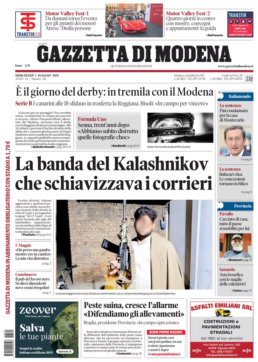 Prima-pagina-gazzetta di modena-oggi-edizione-del-2024-05-01